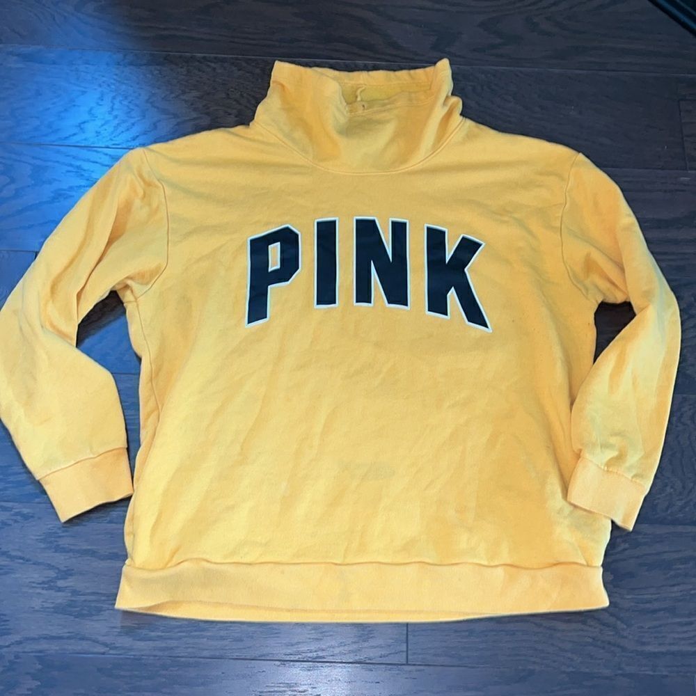 Pink Big Gold & Black letters women’s Pittsburgh Steelers Colors Sweatshirt L